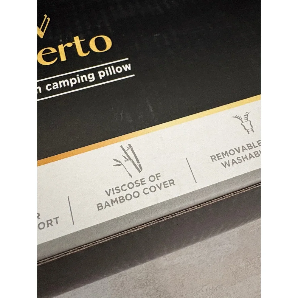 VaVerto Memory Foam Camping Pillow Gray Gel Infused Bamboo Cover New